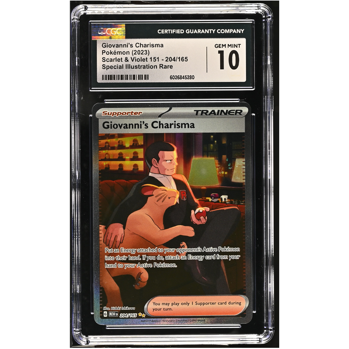 CGC Gem Mint 10 - Giovanni's Charisma - Scarlet & Violet 151 204/165