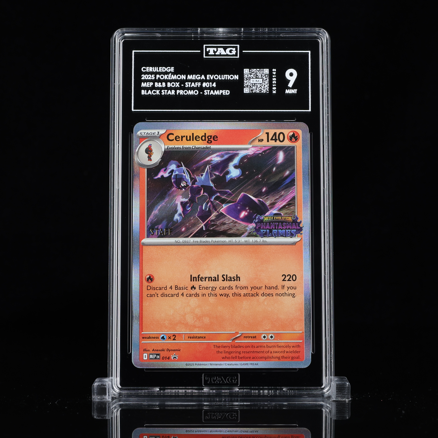 Ceruledge 14 Staff Phantasmal Flames Promo TAG Mint 9