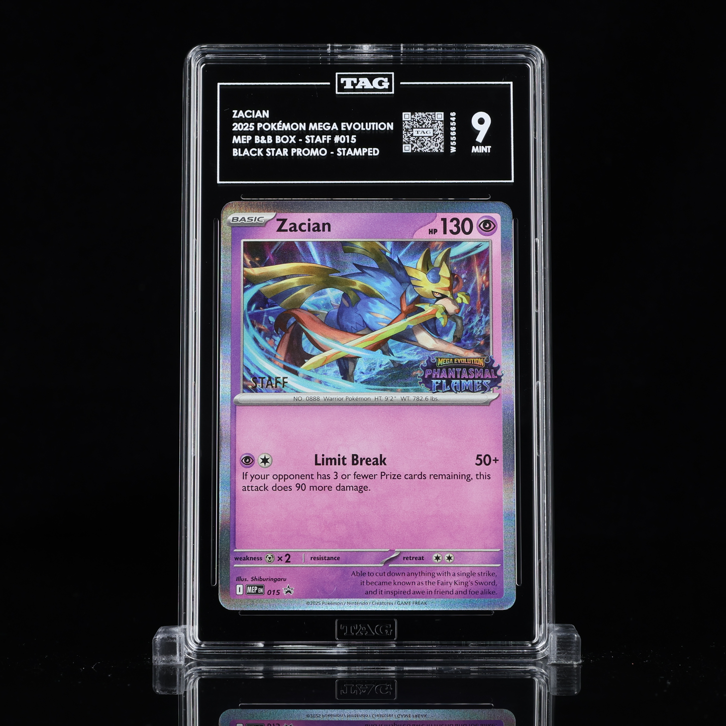 Zacian 2025 POKÉMON MEGA EVOLUTION BLACK STAR PROMOS #015 PHANTASMAL FLAMES BUILD & BATTLE BOX - STAFF HOLO