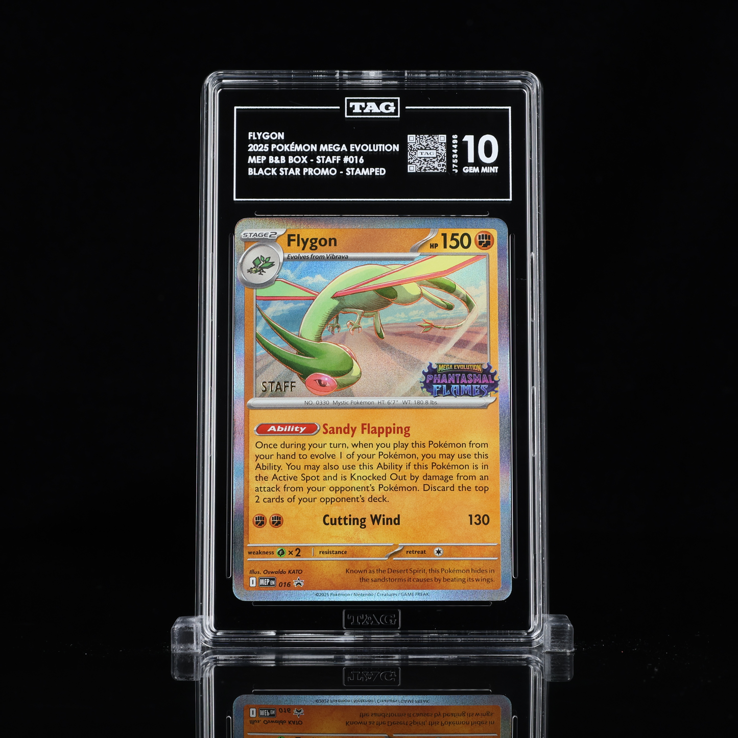Flygon #016 Staff Phantasmal Flames Promo TAG Gem Mint 10