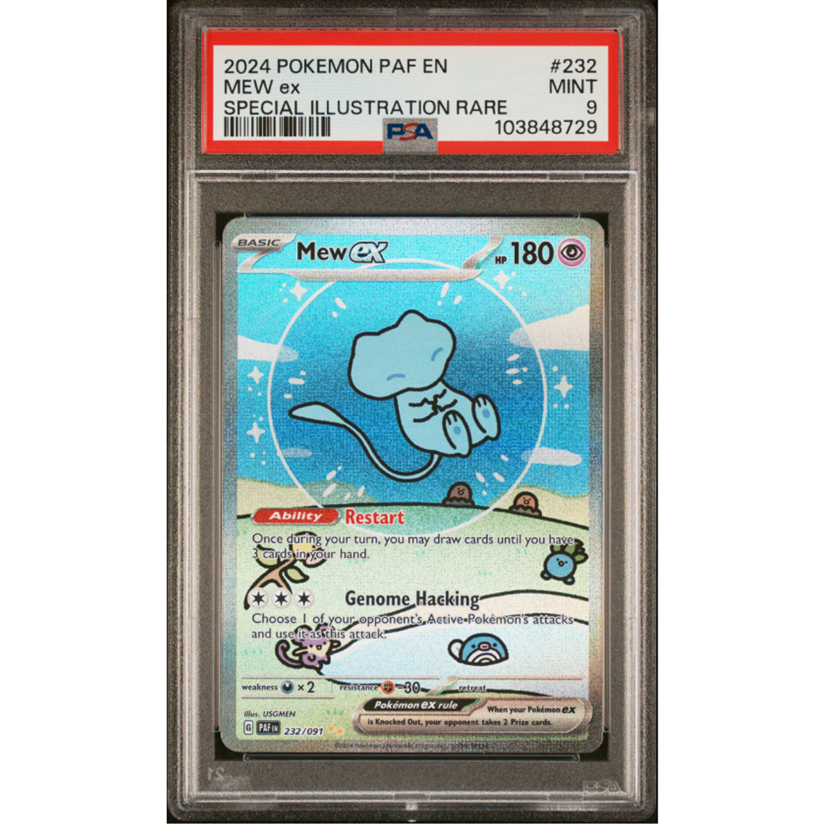 PSA 9 - Mew ex - Paldean Fates 232/091