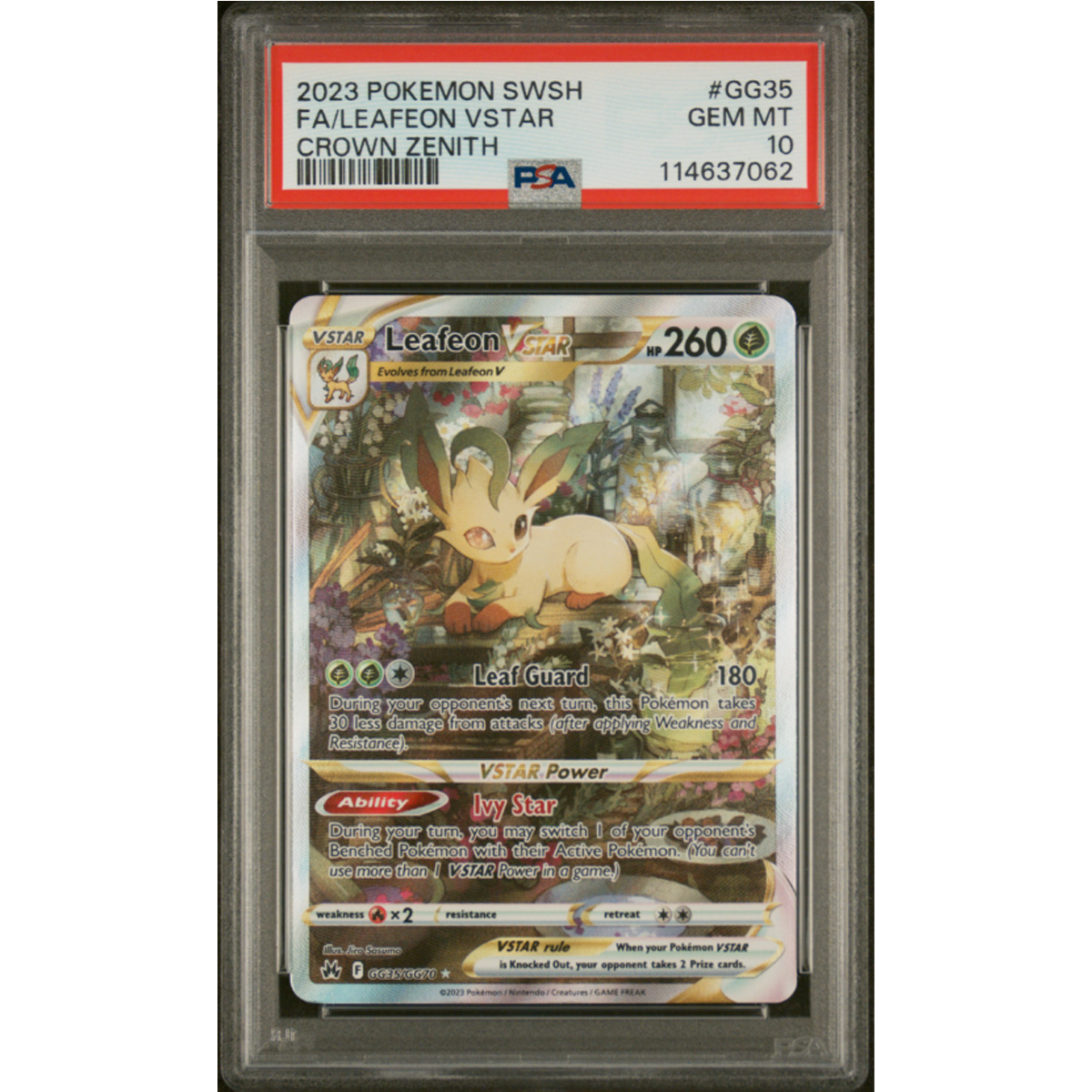 PSA Gem Mint 10 - Leafeon VSTAR - Crown Zenith GG35/GG70