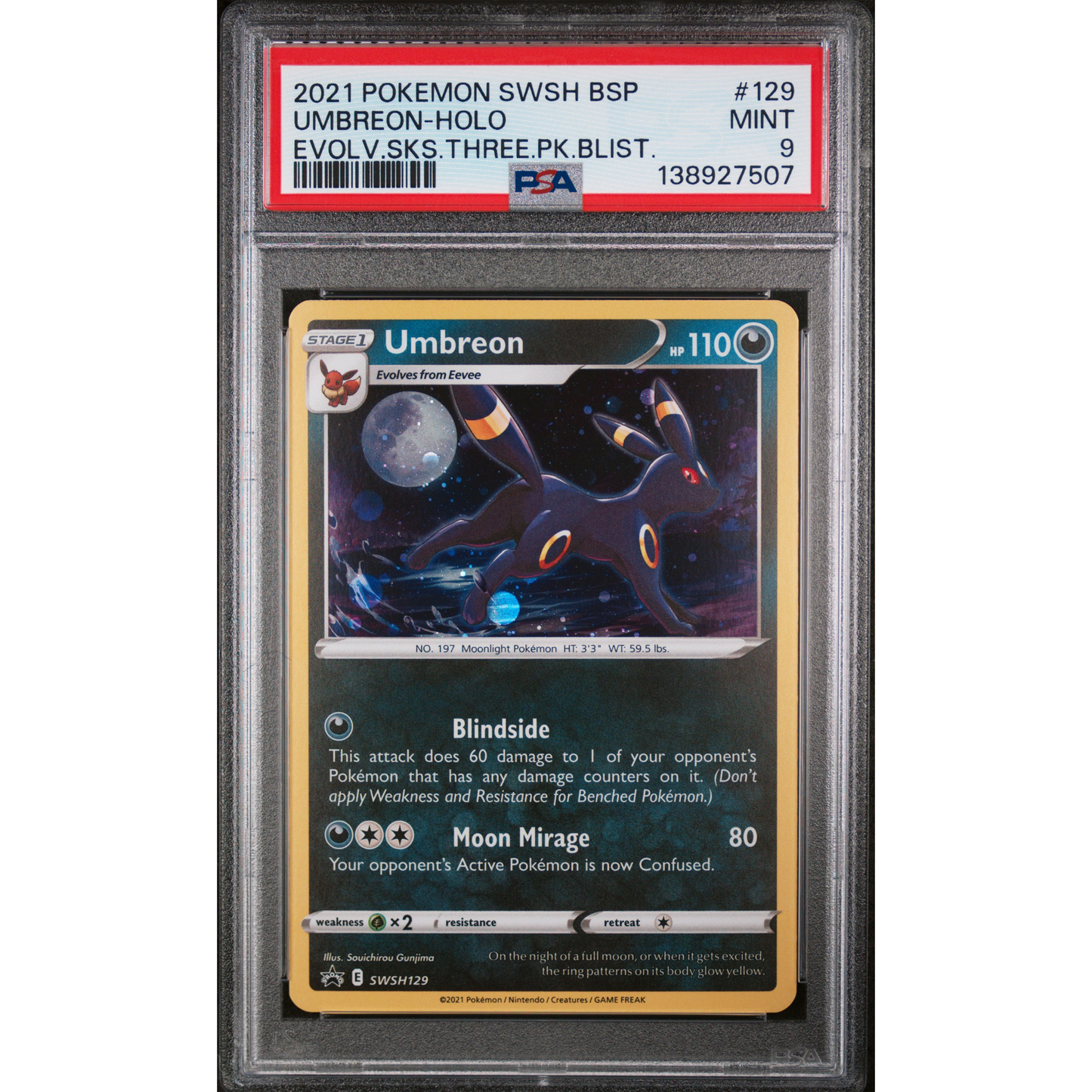 Umbreon SWSH129 Evolving Skies Promo PSA Mint 9